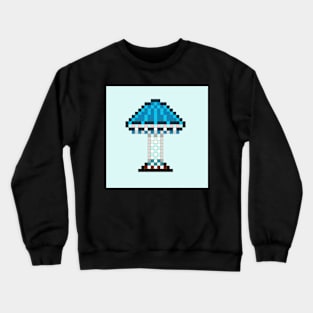 Pixie Parasol Mushroom Pixel Painting On Light Blue Background Crewneck Sweatshirt